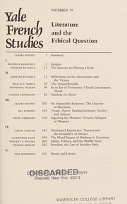 Front cover of Yale French Studies, Number 79 by Claire Nouvet