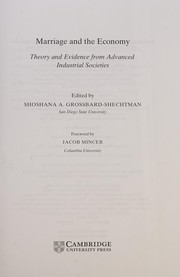 Cover of Marriage and the economy by Shoshana Grossbard-Shechtman