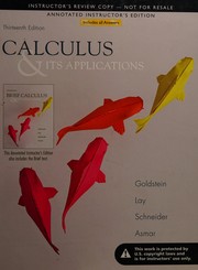 Cover of Calculus & its applications by Larry Joel Goldstein