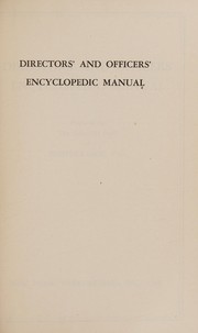 Cover of Directors' and officers' encyclopedic manual by Prentice-Hall, inc.