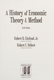 Front cover of History of Economic Theory and Method by Ekelund, Robert B., Jr.