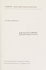 Front cover of Christ and reconciliation by Veli-Matti Kärkkäinen