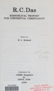 Front cover of R.C. Das, evangelical prophet for contextual Christianity by H. L. Richard