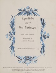 Front cover of Cynthia and the unicorn by Jean Todd Freeman