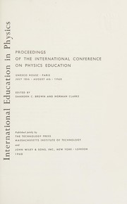 Front cover of International education in physics by International Conference on Physics Education (1960 Paris, France)