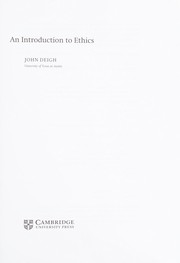 Cover of An introduction to ethics by John Deigh