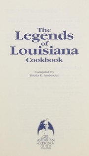 Front cover of The Legends of Louisiana cookbook by Sheila E. Ainbinder