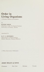 Front cover of Order in living organisms by Rupert Riedl
