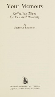 Cover of Your memoirs by Seymour Rothman