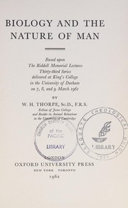 Cover of Biology and the nature of man by W. H. Thorpe