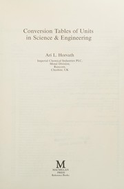Front cover of Conversion Tables of Units in Science and Engineering by A.L. Horvath