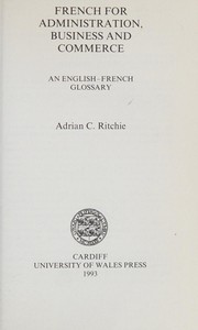 Front cover of French for administration, business and commerce by Adrian Ritchie