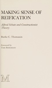 Front cover of Making sense of reification by Burke C. Thomason