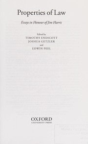 Front cover of Properties of law by Timothy Andrew Orville Endicott