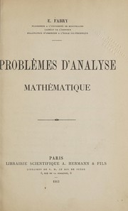 Cover of Problèmes d'analyse mathématique by Eugène Fabry