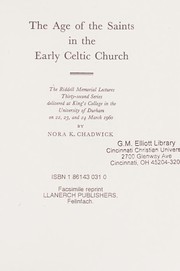 Cover of The age of the saints in the early Celtic Church by Norah Kershaw Chadwick
