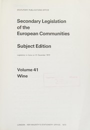 Front cover of Secondary Legislation of the European Communities by Statutory Publications Office Staff Great Britain