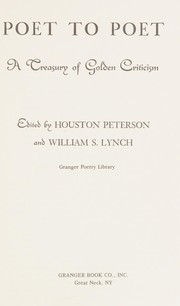 Front cover of Poet to poet by Houston Peterson