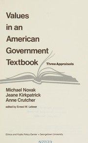 Cover of Values in an American Government textbook by Novak, Michael.
