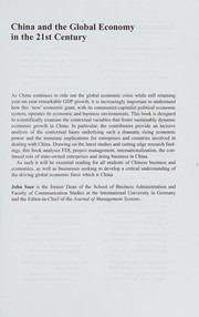 Front cover of China and the global economy in the 21st century by John Saee