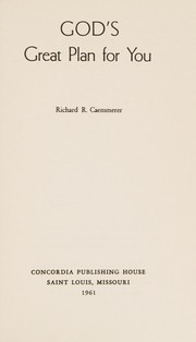 Front cover of God's great plan for you by Caemmerer, Richard R.