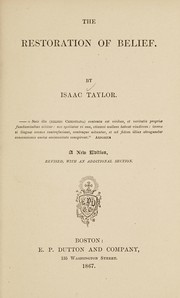 Cover of The restoration of belief [microform] by Isaac Taylor