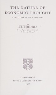Cover of The nature of economic thought by G. L. S. Shackle