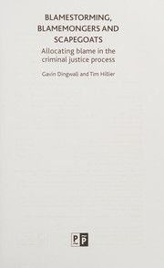 Front cover of Blamestorming, Blamemongers and Scapegoats by Gavin Dingwall