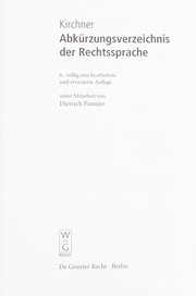 Front cover of Abkürzungsverzeichnis der Rechtssprache by Hildebert Kirchner