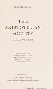 Front cover of Proceedings of the Aristotelian Society by Aristotelian Society