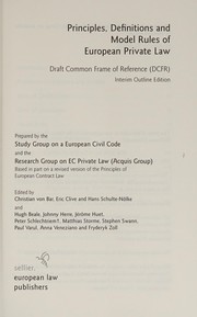 Cover of Principles, definitions, and model rules of European private law by Christian von Bar