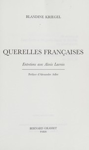 Front cover of Querelles françaises by Blandine Kriegel