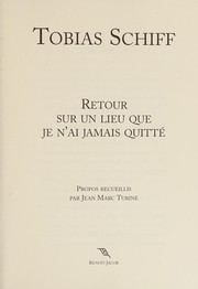 Front cover of Retour sur un lieu que je n'ai jamais quitté by Schiff