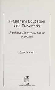 Front cover of Plagiarism education and prevention by Cara Bradley