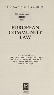 Front cover of European Community Law (Q & A S.) by Mike Cuthbert