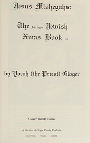 Front cover of Jesus mishegahs by Yoesh Gloger