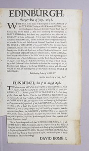 Front cover of At Edinburgh, the 9th day of July, 1696 by Company of Scotland Trading to Africa and the Indies