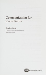 Cover of Communication for Consultants by Rita R. Owens