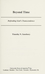 Cover of Beyond time by Timothy N. Sansbury