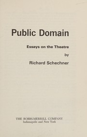 Cover of Public domain by Richard Schechner