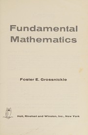 Front cover of Fundamental mathematics for adults by Foster E. Grossnickle
