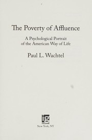Front cover of Poverty of Affluence by Paul Wachtel