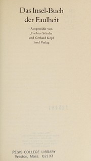 Front cover of Das Insel-Buch der Faulheit by Schultz, Joachim