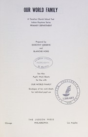 Front cover of Our world family by Dorothy W. Meserve