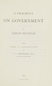 Front cover of A fragment on government by Jeremy Bentham