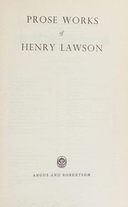 Front cover of Prose works of Henry Lawson by Henry Lawson