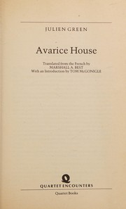 Cover of Avarice house by Julien Green