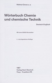 Front cover of Fachwörterbuch Chemie und chemische Technik by Helmut Gross