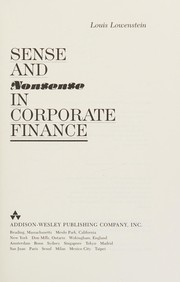 Front cover of Sense and nonsense in corporate finance by Louis Lowenstein