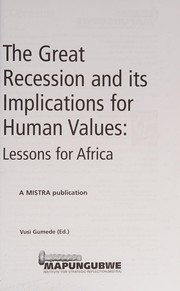 Front cover of Great Recession and Its Implications for Human Values by Iraj Abedian
